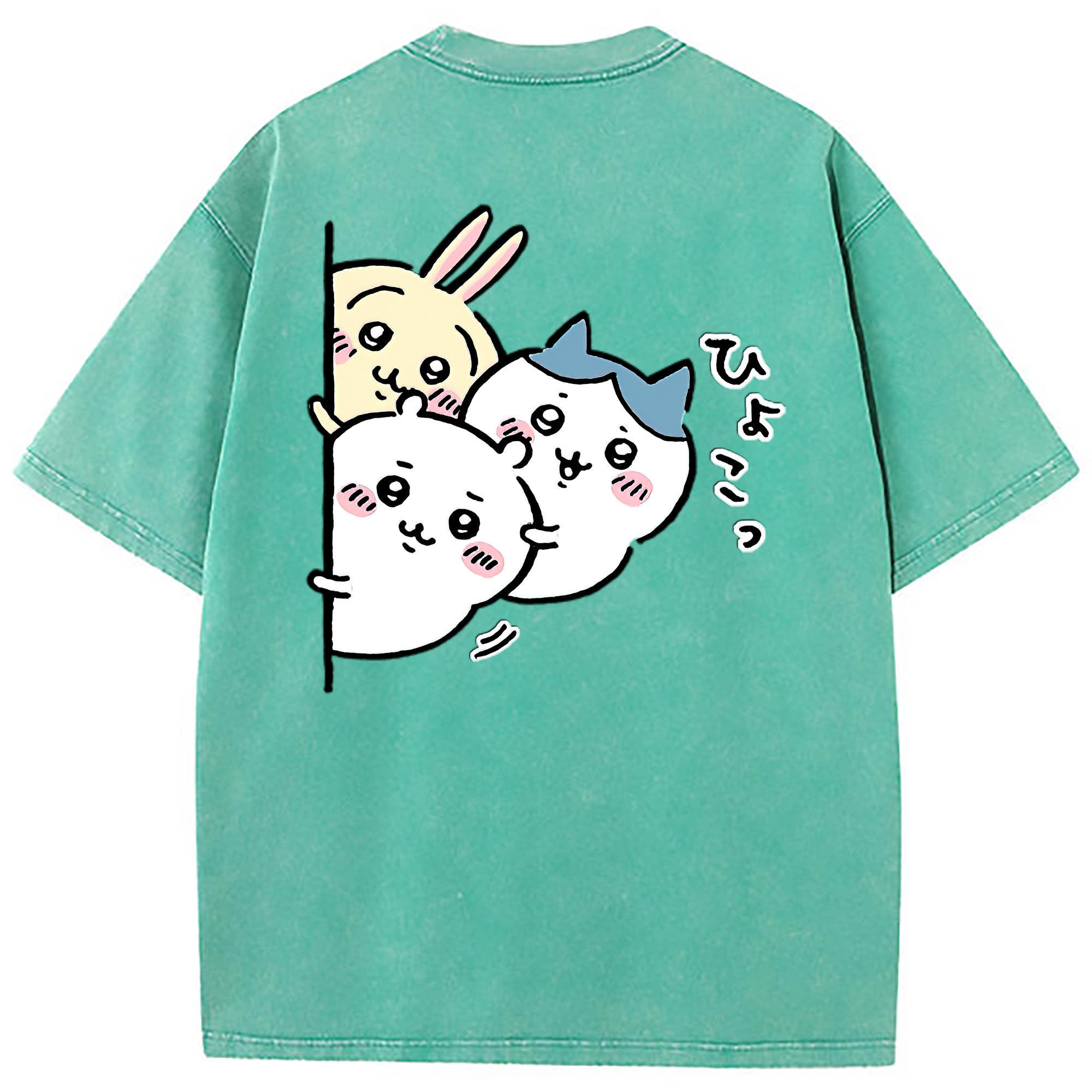 （画像用） ちいかわ うさぎ Chii-kawa usagi 綿100% ヴィンテージ風 半袖Tシャツ（背面プリント）